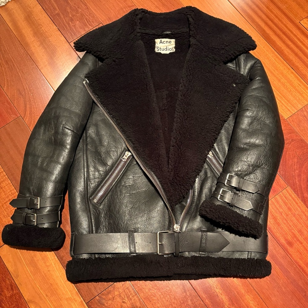 Acne Studios Velocite Jacket - black lamb shearling FR 36